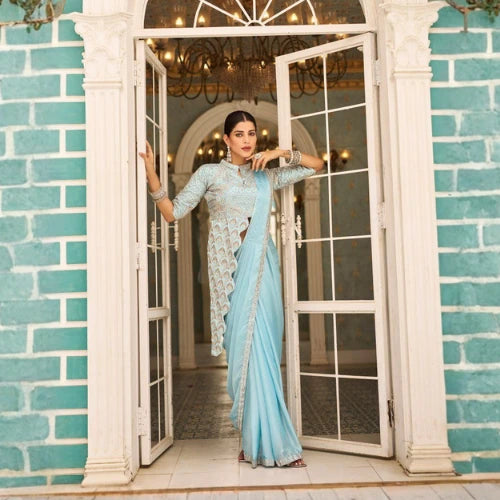 Noor Elegance Chinon Lace Border Saree