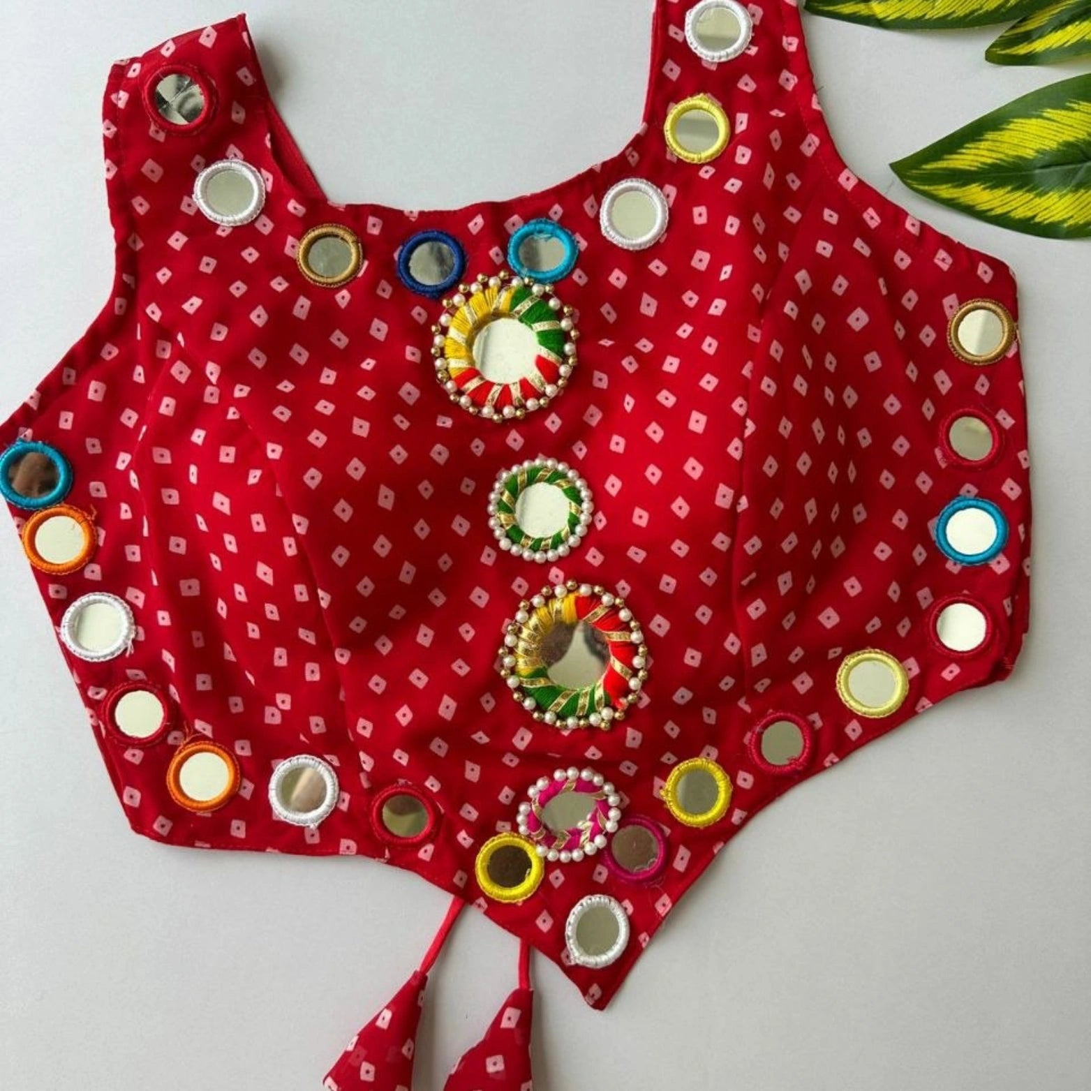 Navratri Bandhani Mirror Work Designer Blouse