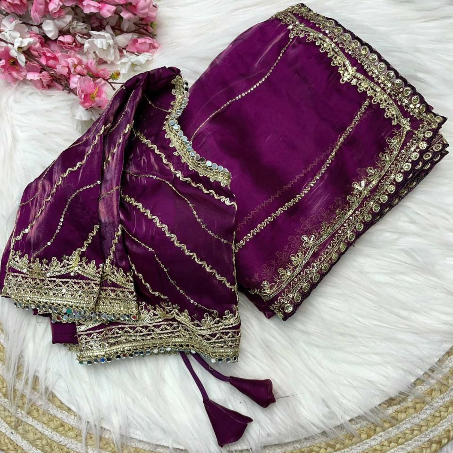 Zimmy Choo Satin Sequined Work Saree