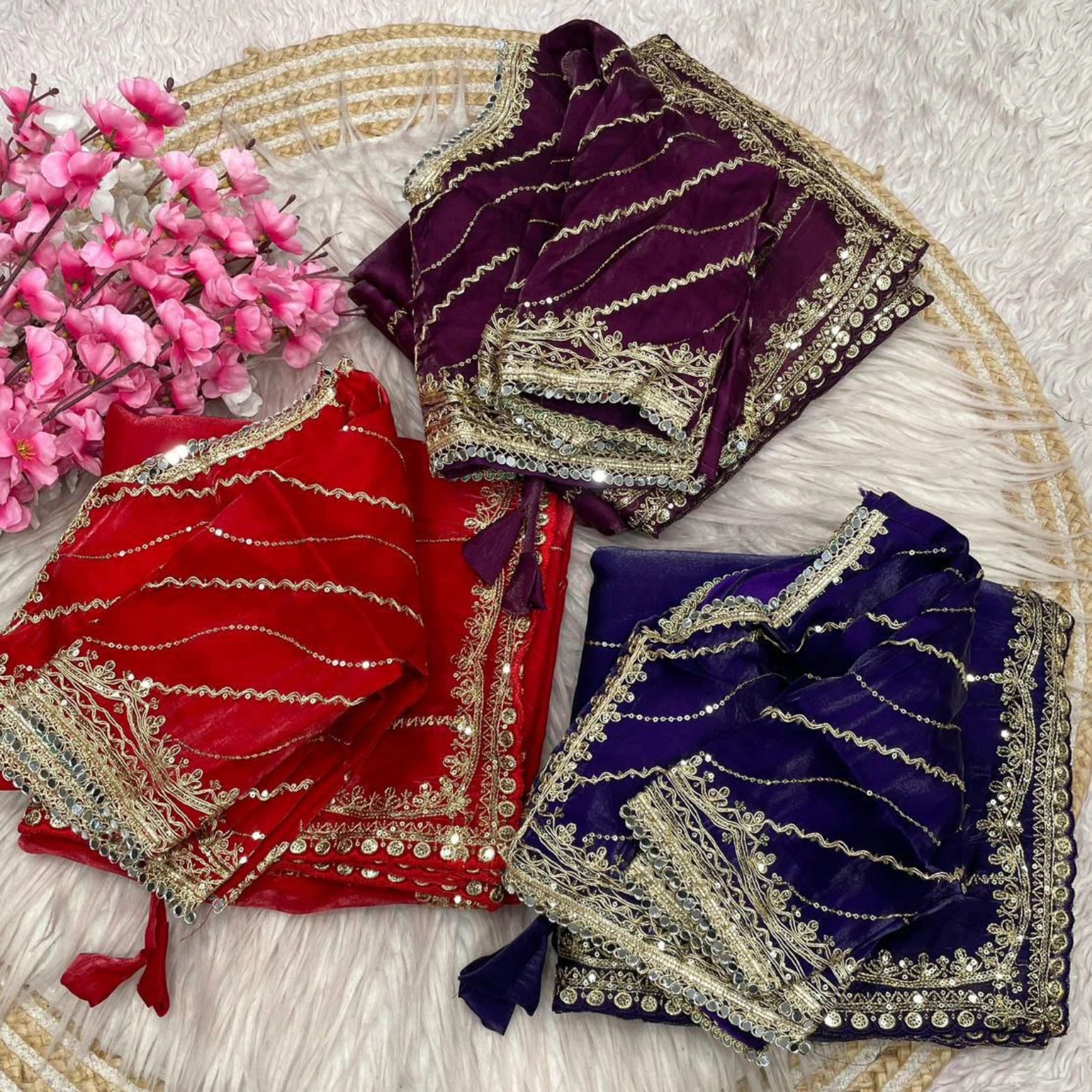 Zimmy Choo Satin Sequined Work Saree