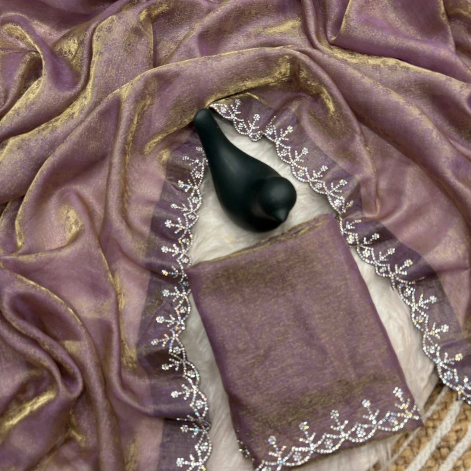 Fendi Satin Swarovski Border Saree