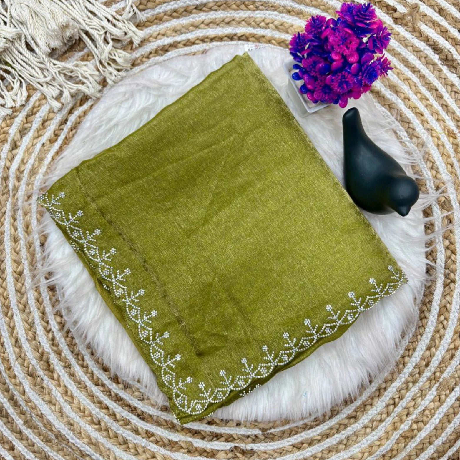 Fendi Satin Swarovski Border Saree