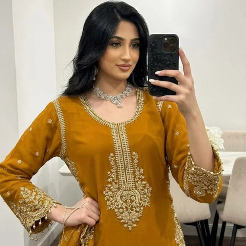 Heavy Embroidered Faux Georgette Suit Set
