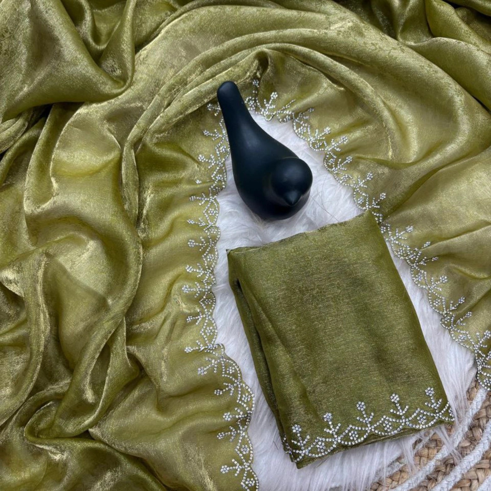 Fendi Satin Swarovski Border Saree