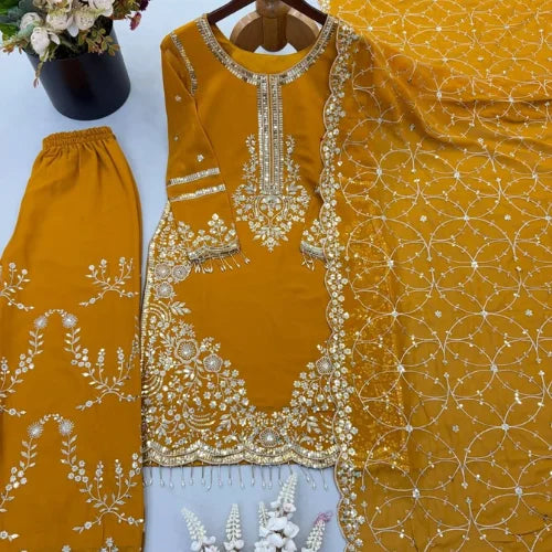 Heavy Embroidered Faux Georgette Suit Set