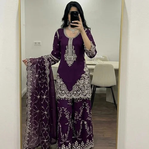 Heavy Embroidered Faux Georgette Suit Set