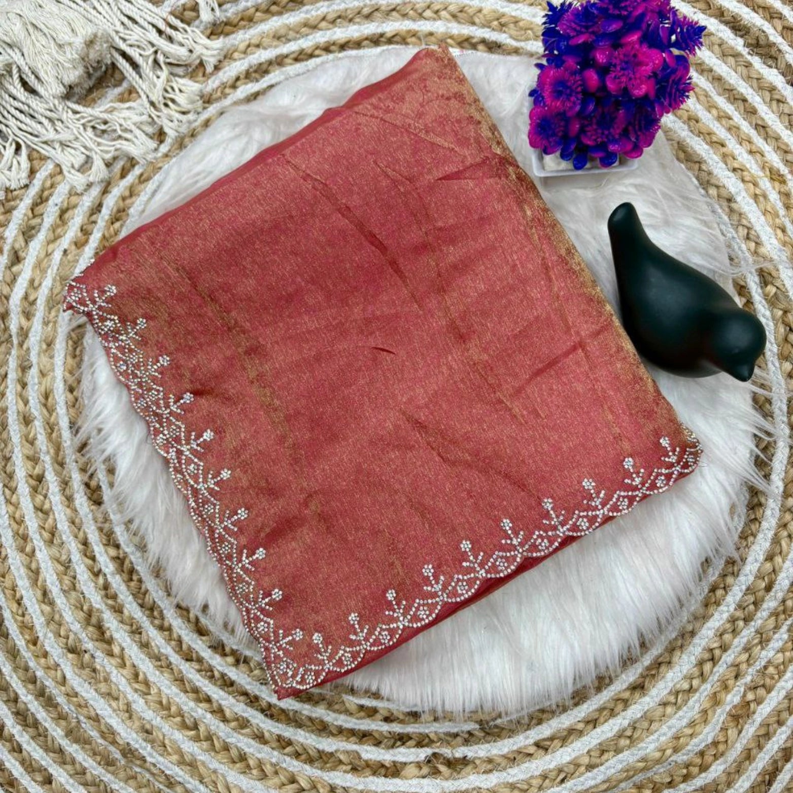 Fendi Satin Swarovski Border Saree