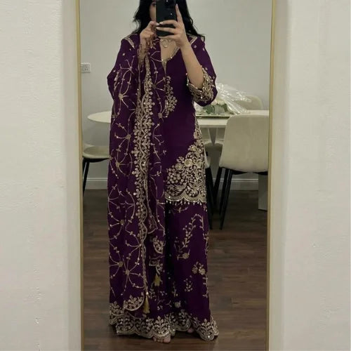 Heavy Embroidered Faux Georgette Suit Set