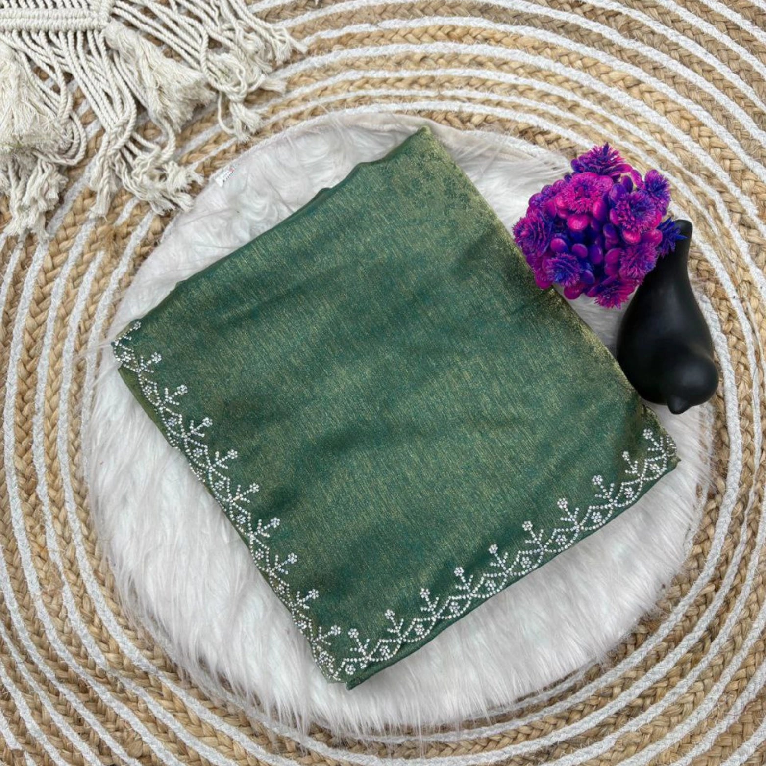 Fendi Satin Swarovski Border Saree