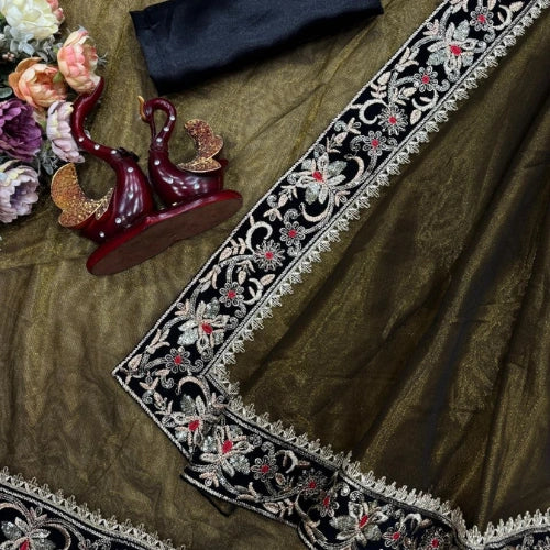 Zari Noir Twill Saree