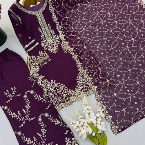 Heavy Embroidered Faux Georgette Suit Set