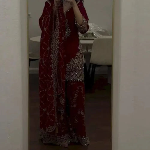 Heavy Embroidered Faux Georgette Suit Set