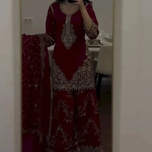 Heavy Embroidered Faux Georgette Suit Set