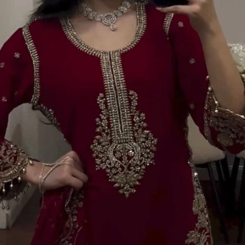Heavy Embroidered Faux Georgette Suit Set