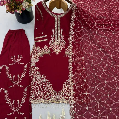 Heavy Embroidered Faux Georgette Suit Set