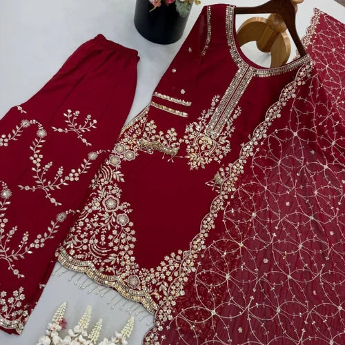Heavy Embroidered Faux Georgette Suit Set