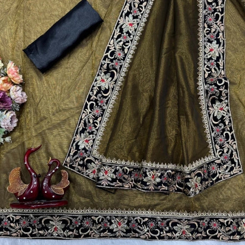 Zari Noir Twill Saree