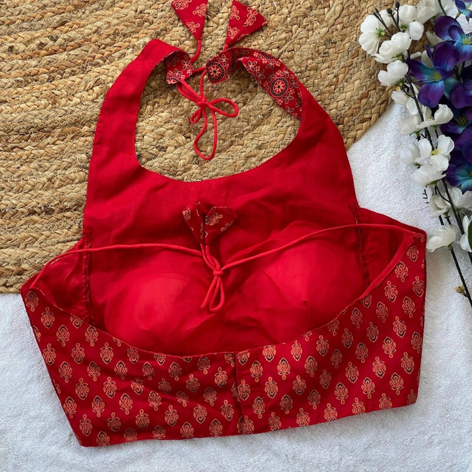 Pure Ajrakh Cotton Halter Neck Blouse