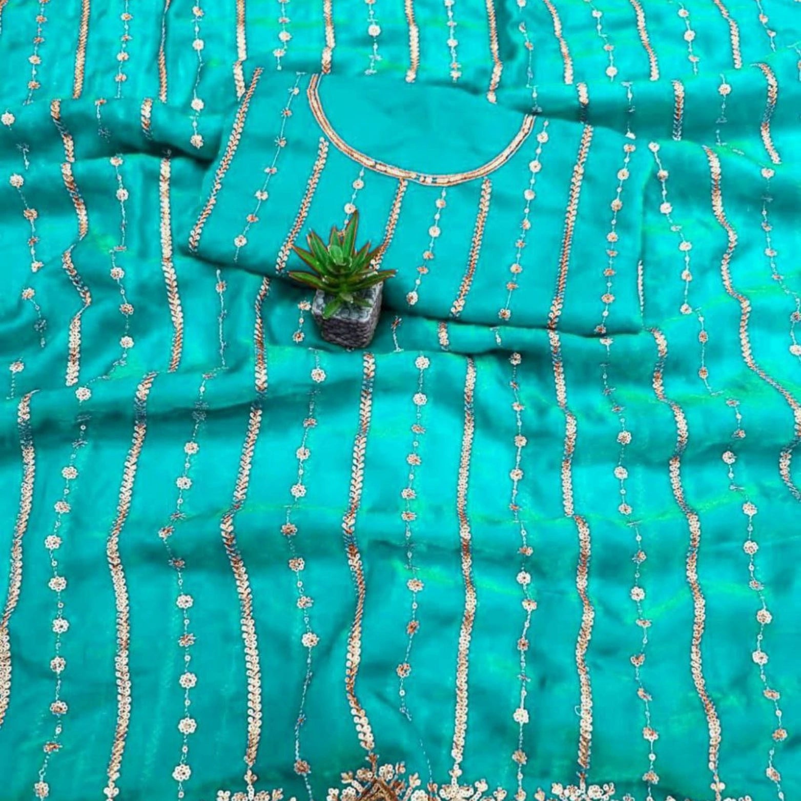 Fendi Satin Sequined Embroidery Work Saree