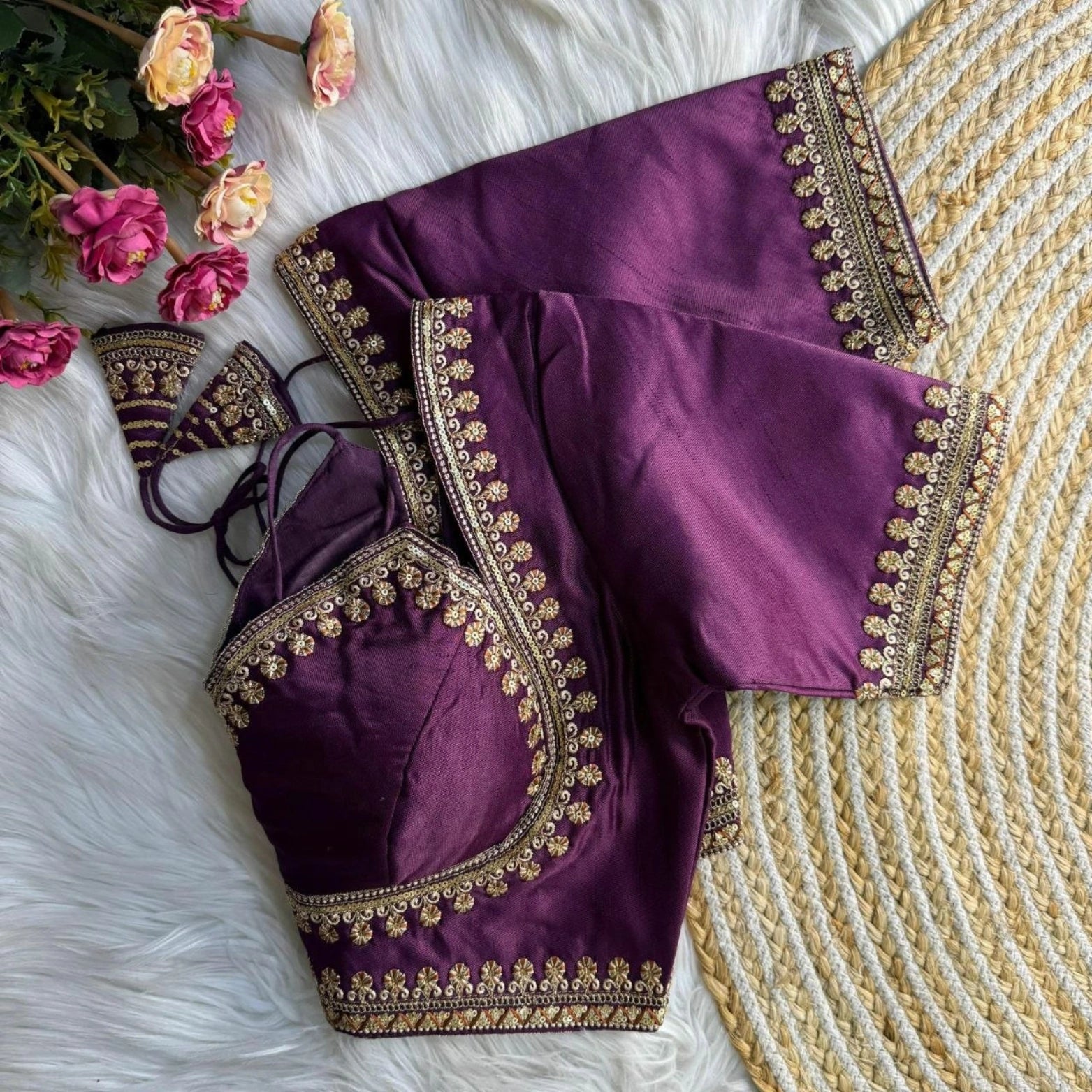 Italian Silk Embroidered Partywear Blouse