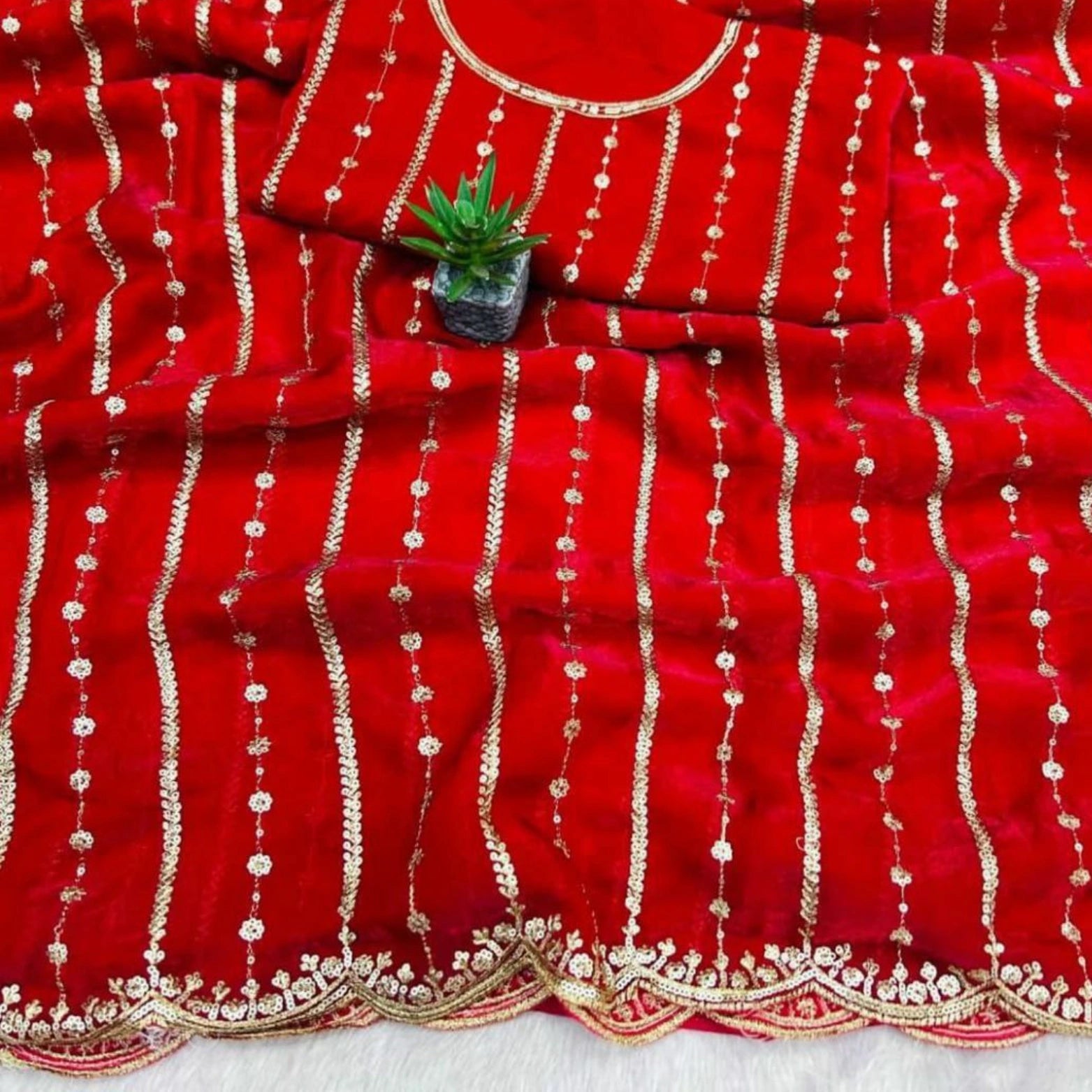 Fendi Satin Sequined Embroidery Work Saree