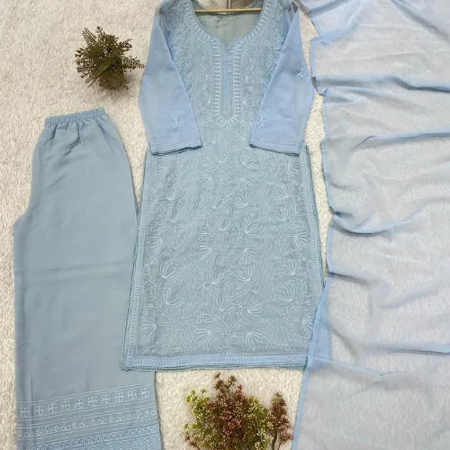 Designer Chikankari Georgette Suit Set