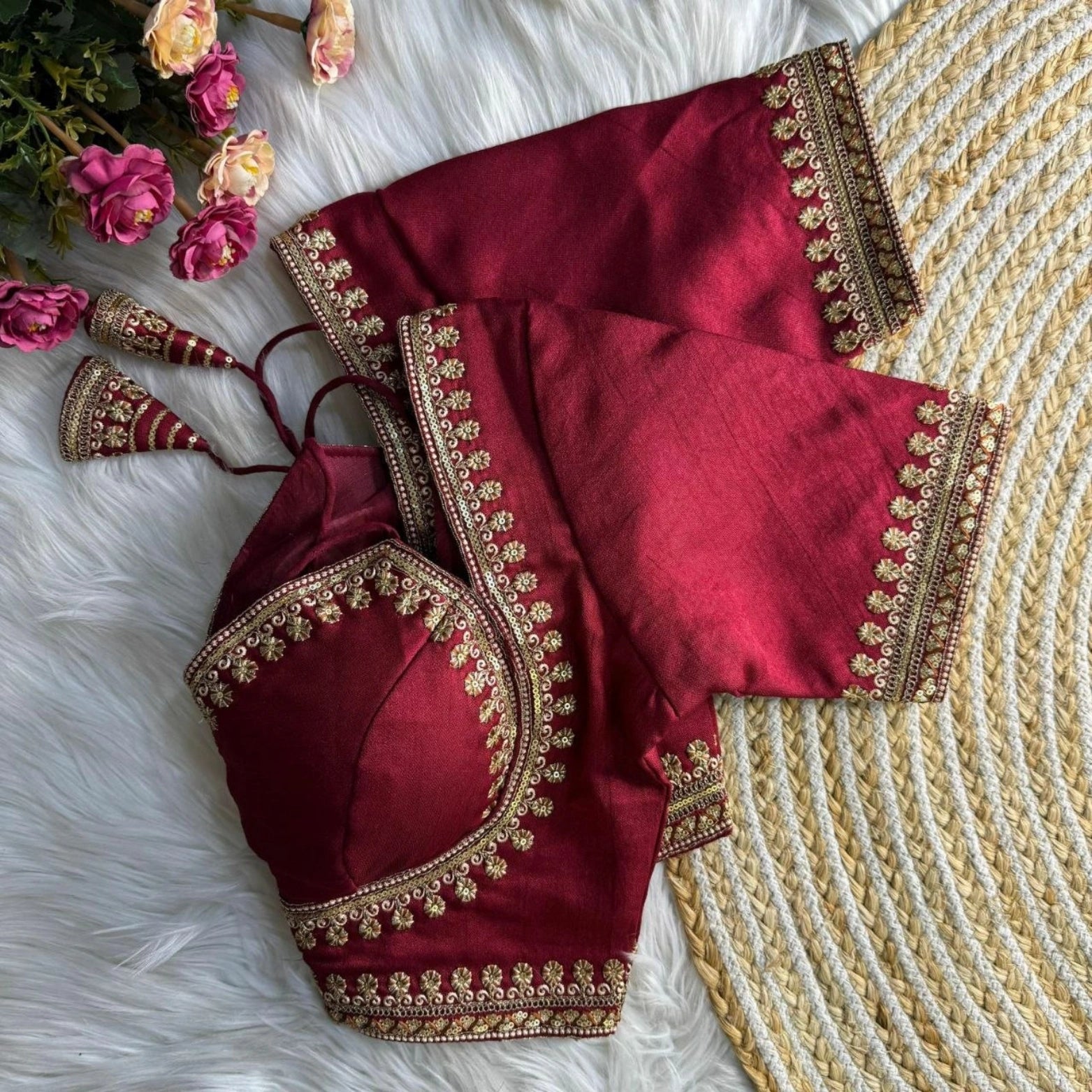 Italian Silk Embroidered Partywear Blouse