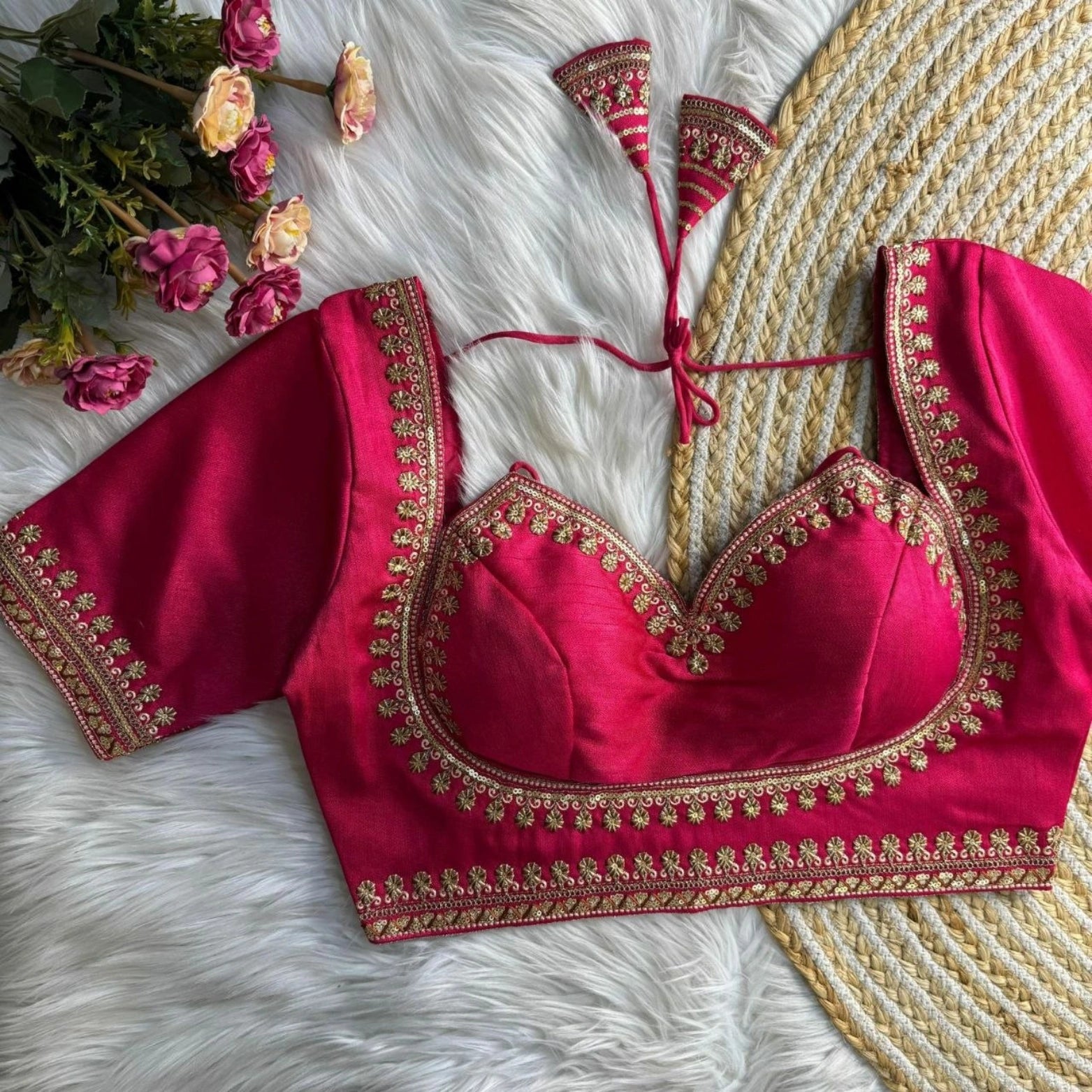 Italian Silk Embroidered Partywear Blouse