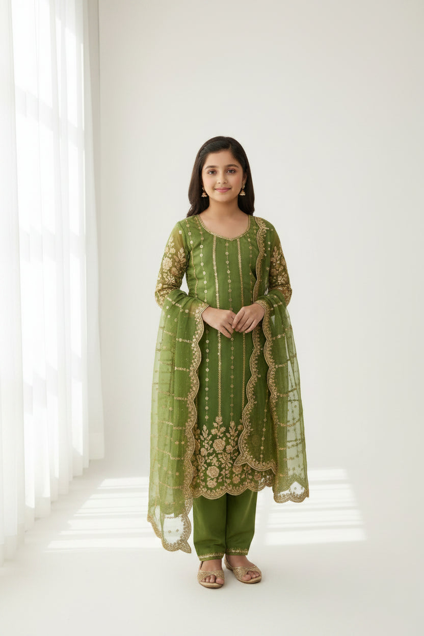 Fendi Satin Sequined Embroidery Work Saree
