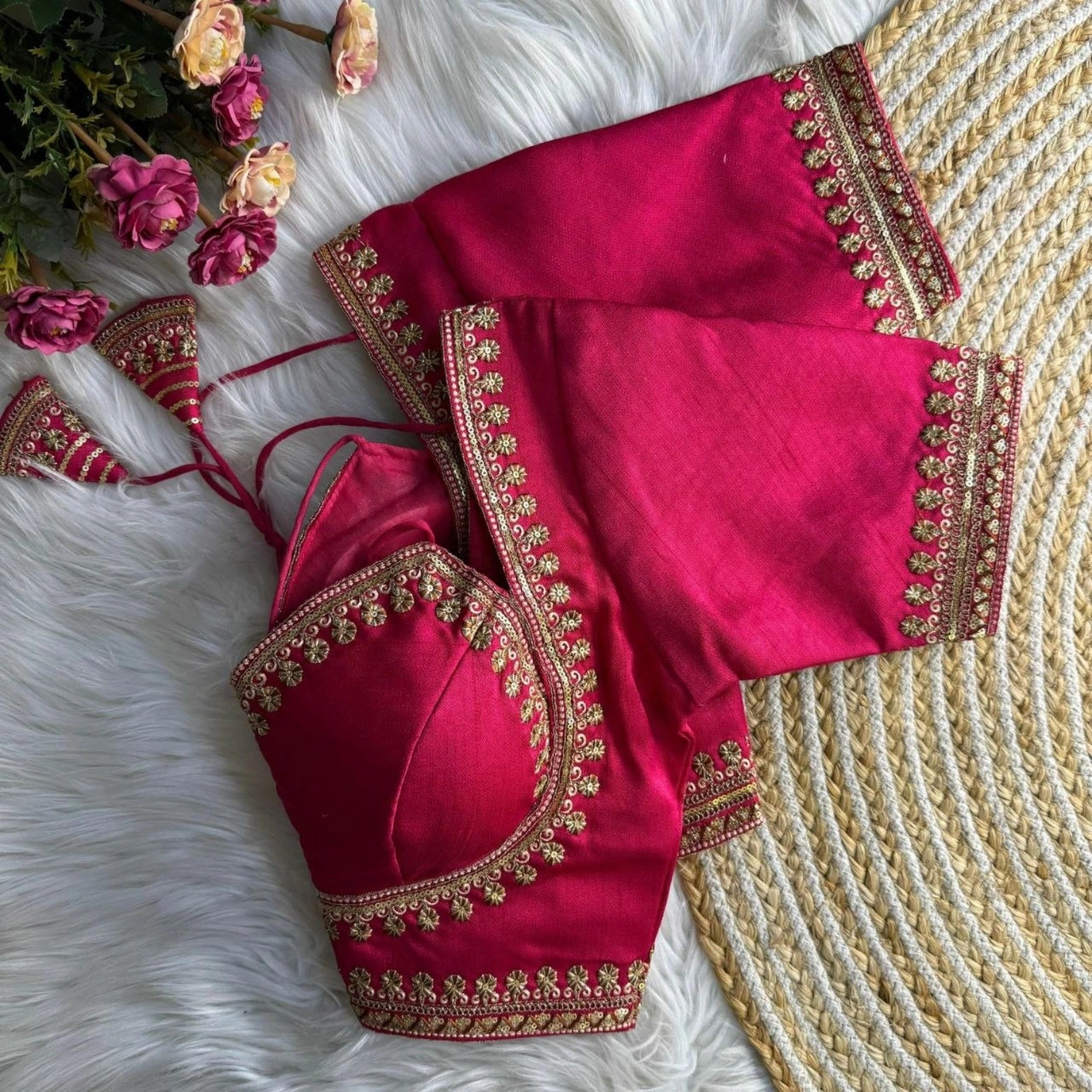 Italian Silk Embroidered Partywear Blouse