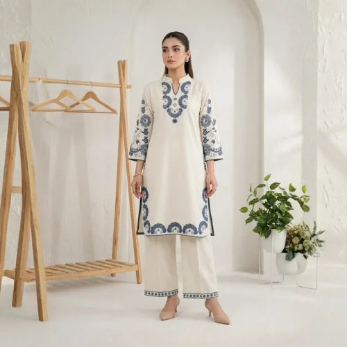 Premium Cora Cotton Mirror Work Kurta Set