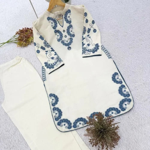 Premium Cora Cotton Mirror Work Kurta Set