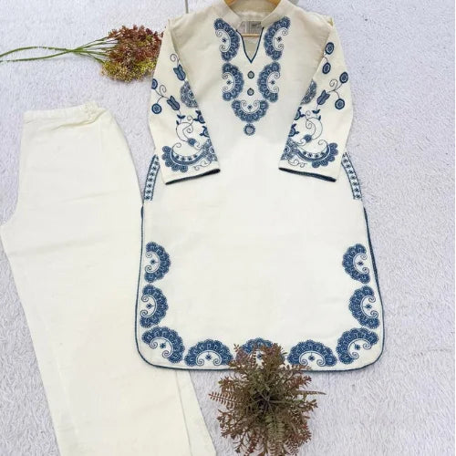 Premium Cora Cotton Mirror Work Kurta Set