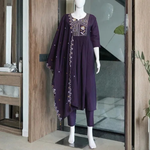 Premium Two-Tone Silk Kurti Palazzo Set