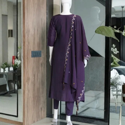 Premium Two-Tone Silk Kurti Palazzo Set