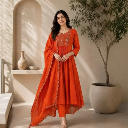 Premium Two-Tone Silk Kurti Palazzo Set
