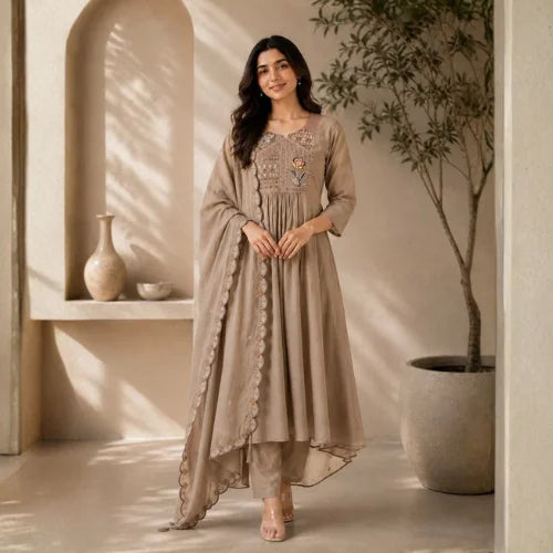 Premium Two-Tone Silk Kurti Palazzo Set
