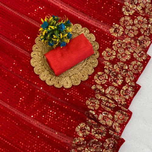 Crimson Royale Sequins Georgette Saree