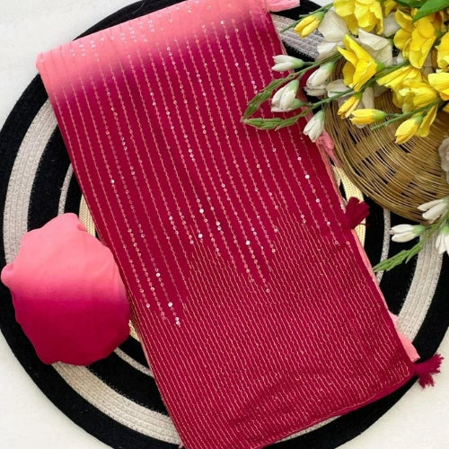 Rani Rosé Embroidered Georgette Saree