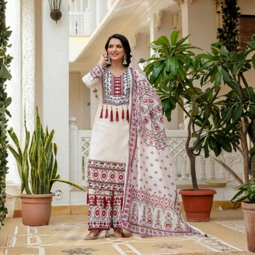 Digital Printed Muslin Kurta Palazzo Set with Dupatta