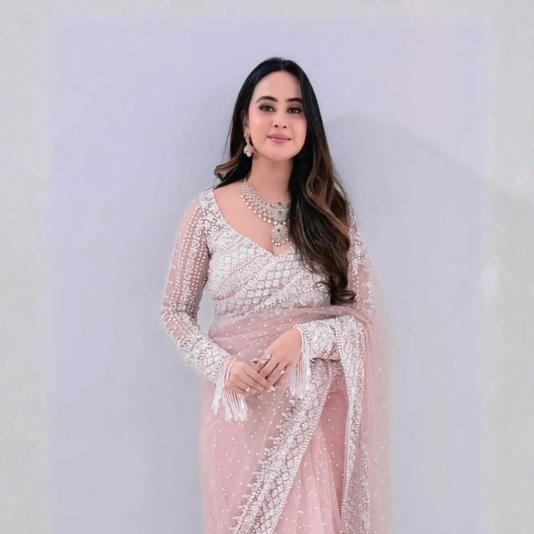 Noor Elegance Tassel Work Partywear Saree