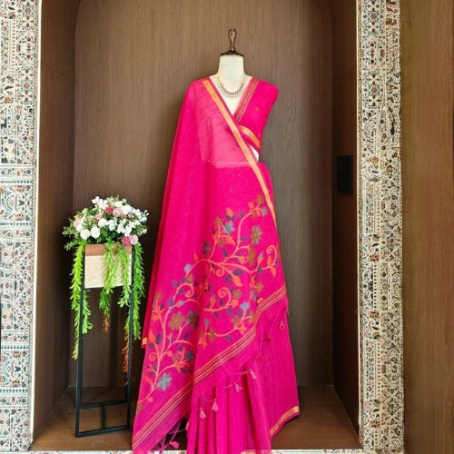 Mayura Linen Silk Jamdani Weaving Saree