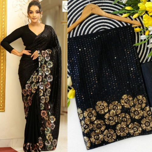 Crimson Royale Sequins Georgette Saree