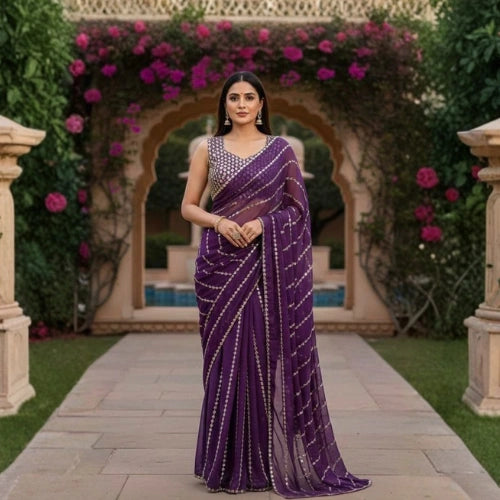 Amethyst Mirror Luxe Saree