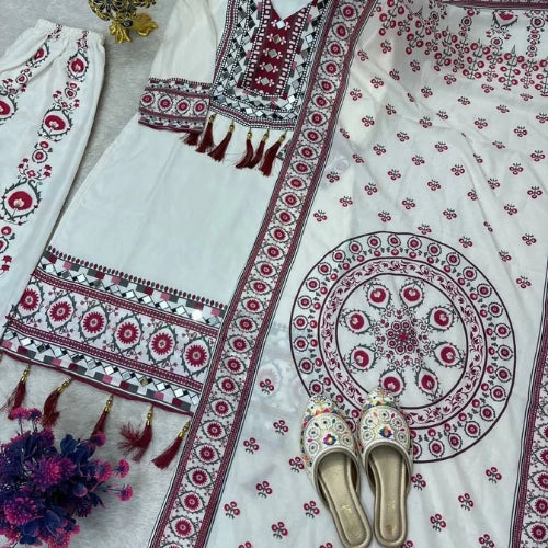 Digital Printed Muslin Kurta Palazzo Set with Dupatta