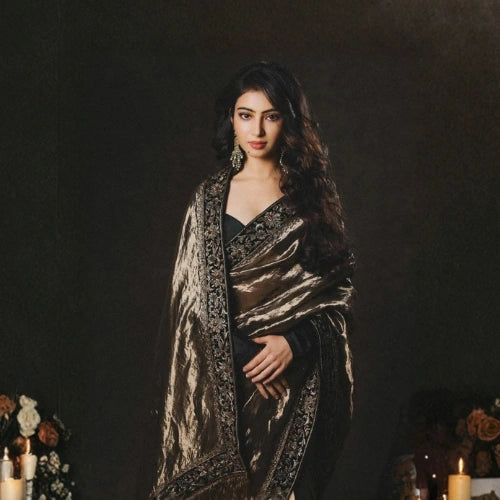 Zari Noir Twill Saree