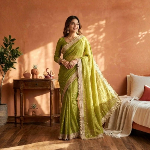 Maharani Royale Moss Satin Saree