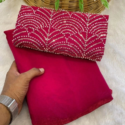 Pearl Cascade Fendi Satin Saree