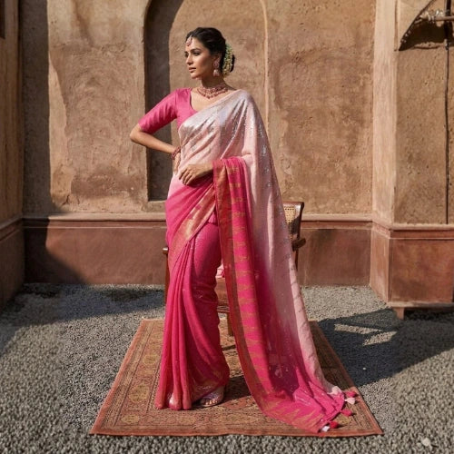 Rani Rosé Embroidered Georgette Saree