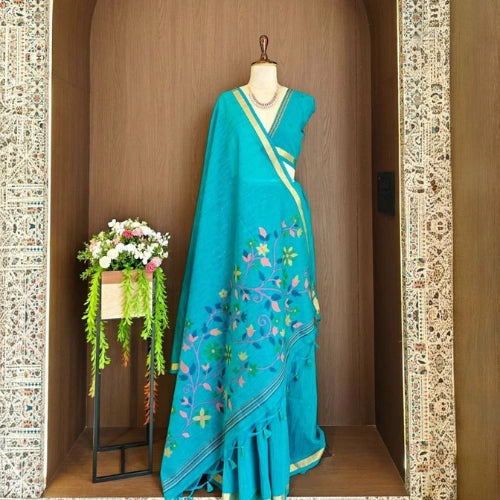 Mayura Linen Silk Jamdani Weaving Saree